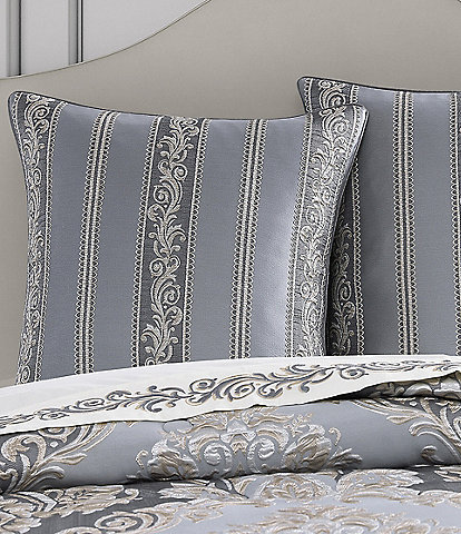 J. Queen New York Krista Woven Damask Striped Reversible Euro Sham