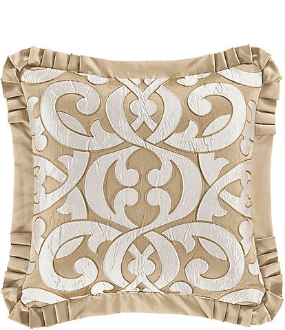 J. Queen New York La Boheme Damask Flanged Embellished Square Pillow