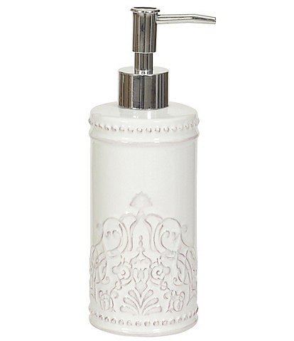 J. Queen New York Lauralynn Embossed Glazed Ceramic Lotion Pump Dispenser