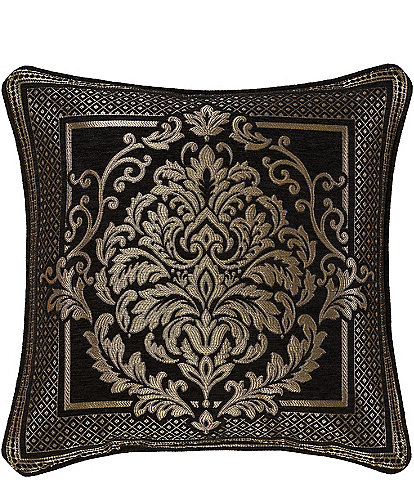 J. Queen New York Laurenza Woven Damask Bordered Reversible Square Decorative Throw Pillow
