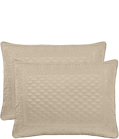 J. Queen New York Lyndon Foulard Embroidery Quilted Pillow Sham