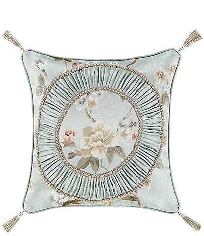 J. Queen New York Prestige Woven Floral Multi-Colored Tassels Square Decorative Throw Pillow