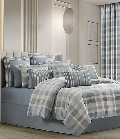 J. Queen New York Rocco Woven Plaid Chenille Patterned Comforter Set