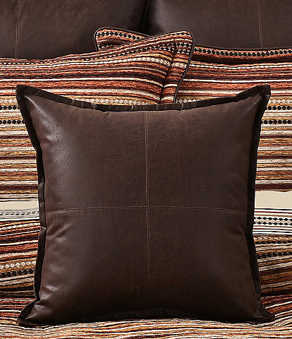 J. Queen New York Southwestern-Inspired Distressed Vegan Leather Square Decorative Throw Pillow