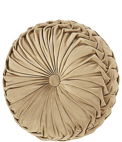 J. Queen New York Townsend Button-Tufted Pleated Round Pillow