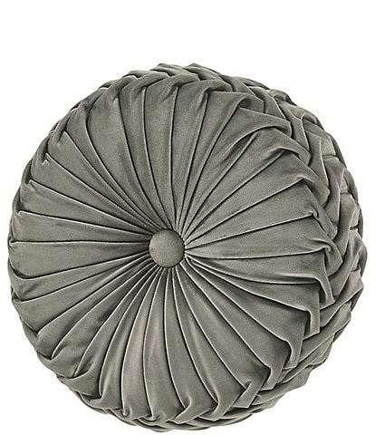 J. Queen New York Townsend Button-Tufted Pleated Round Pillow
