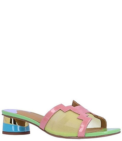 J. Renee Amorra Colroblock Patent and Mesh Slide Sandals
