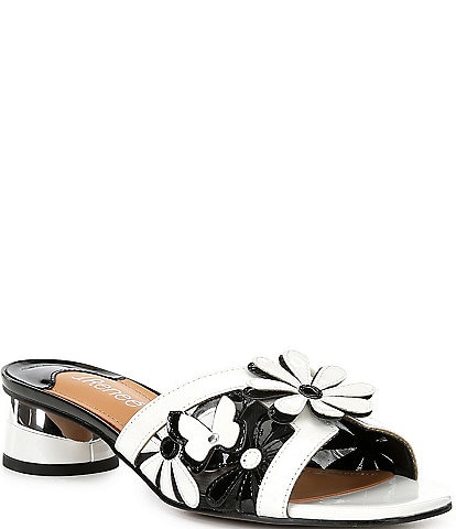 J. Renee Davina Patent Leather Floral Slide Sandals