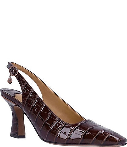 J. Renee Delah Crocodile Embossed Slingback Pumps