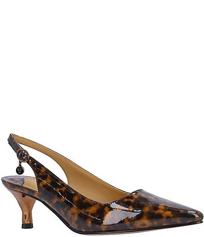 J. Renee Ferryanne Patent Tortoise Print Slingback Pumps