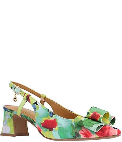 J. Renee Greer Watercolor Print Slingback Bow Pumps