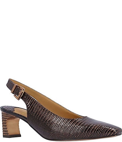 J. Renee Hadyn Lizard Print Block Heel Slingback Pumps