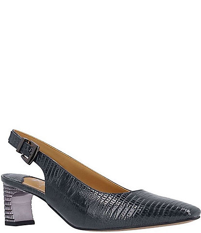 J. Renee Hadyn Lizard Print Block Heel Slingback Pumps