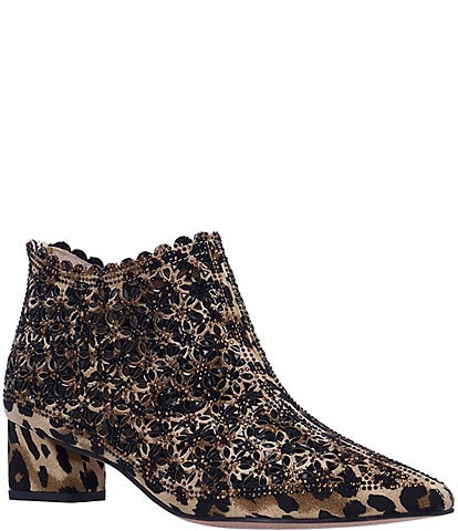 J. Renee Jacinta Leopard Rhinestone Embellished Ankle Booties