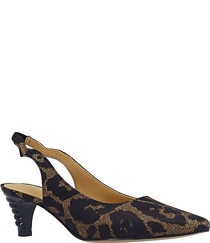J. Renee Jeyora Leopard Print Pointed Toe Slingback Pumps