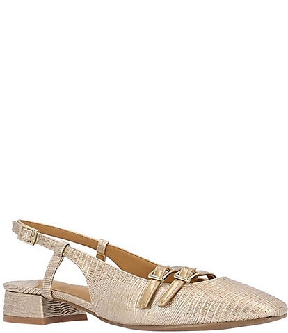J. Renee Jovana Lizard Embossed Double Buckle Mary Jane Slingback Pumps