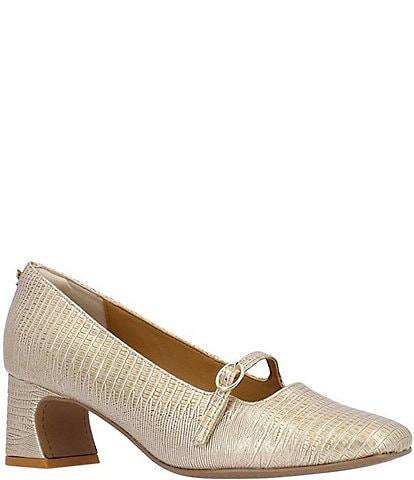 J. Renee Kavira Lizard Embossed Mary Jane Square Toe Block Heel Pumps