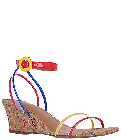 J. Renee Lavini Clear Vinyl Cork Wedge Sandals