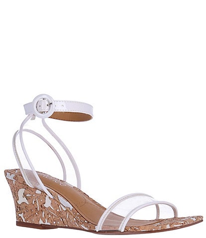 J. Renee Lavinia Clear Vinyl Cork Wedge Dress Sandals