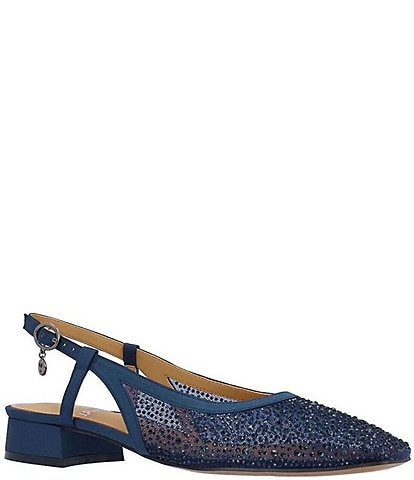 J. Renee Layton Rhinestone Mesh Slingback Pumps