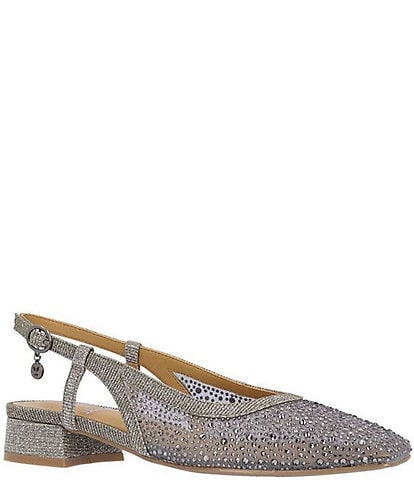 J. Renee Layton Shimmer Rhinestone Mesh Slingback Pumps
