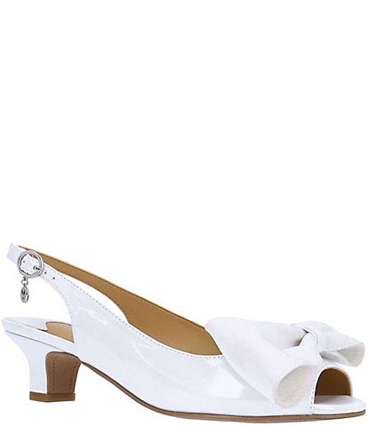 J. Renee Lirain Patent Grosgrain Bow Slingback Pumps