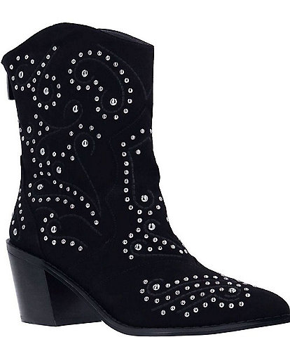 J. Renee Maddi Suede Studded Western Inspired Booties