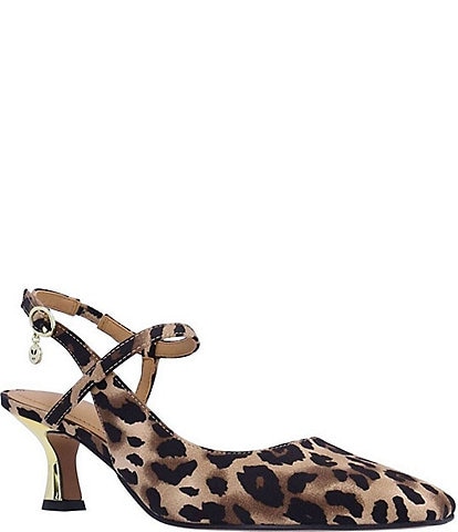 J. Renee Maretta Leopard Print Kitten Heel Sling Pumps