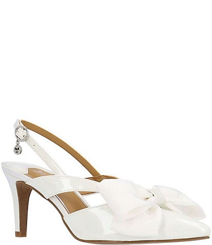 J. Renee Morigen Patent Bow Slingback Pumps