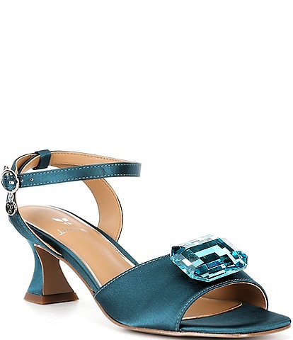 J. Renee Nickee Satin Big Jewel Dress Sandals