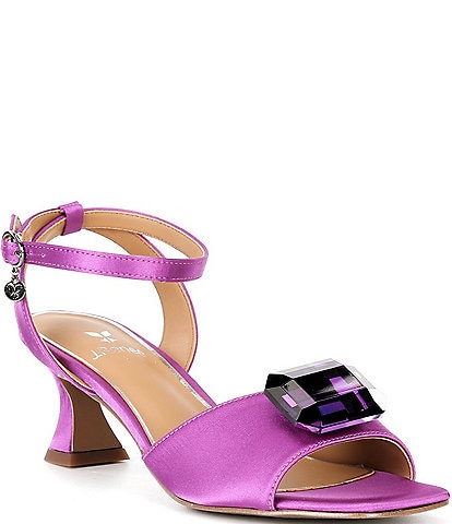 J. Renee Nickee Satin Big Jewel Dress Sandals