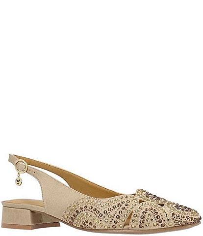 J. Renee Nicolette Fabric Rhinestone Slingback Pumps