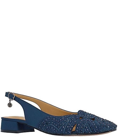 J. Renee Nicolette Fabric Rhinestone Slingback Pumps