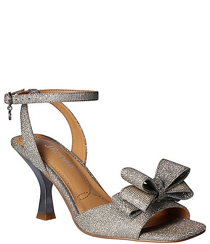 J. Renee Nishia Glitter Fabric Bow Ankle Strap Dress Sandals