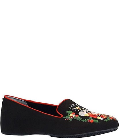 J. Renee Nussnacker Nutcracker Embroidered Slip On Flats
