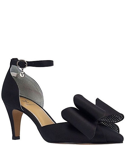 J. Renee Pammie Satin Ankle Strap Bow Pumps