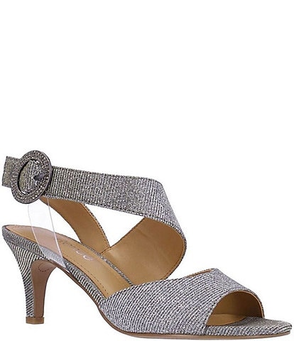 J. Renee Safira Glitter Fabric Asymmetrical Dress Sandals