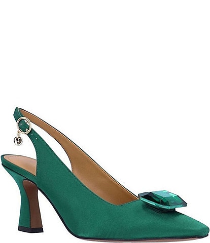 J. Renee Saskia Satin Ornament Slingback Pumps