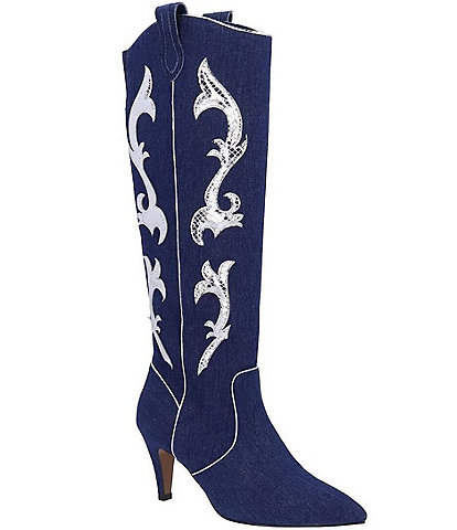 J. Renee Siera Denim Western Inspired Boots