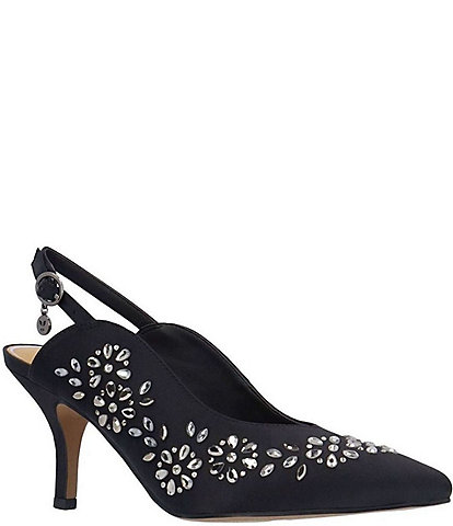 J. Renee Solara Dance Glitter Rhinestone Slingback Pumps