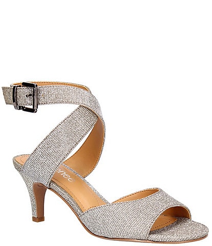 J. Renee Soncino Glitter Fabric Ankle Strap Dress Sandals