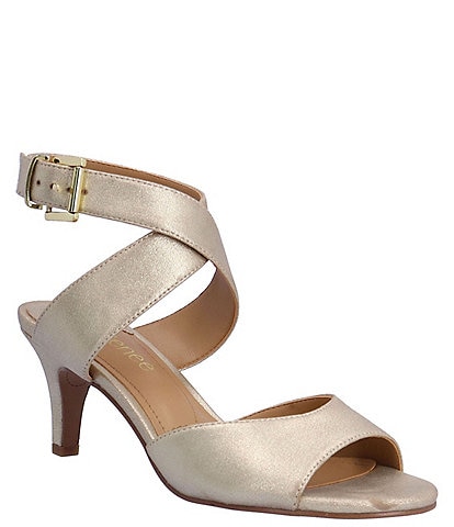 J. Renee Soncino Iridescent Leather Ankle Strap Dress Sandals
