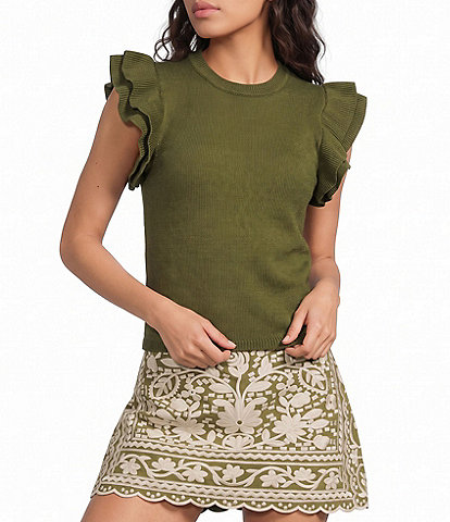 J.Marie Annie Scoop Neck Ruffle Sleeve Sweater