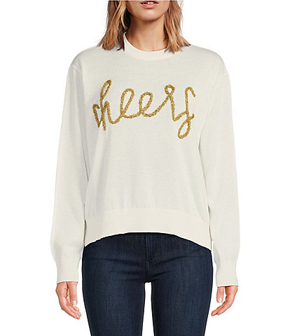 J.Marie Cheers Tinsel Ribbed Crew Neck Long Sleeve Sweater