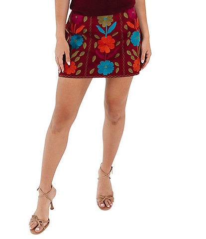 J.Marie Cody Floral Embroidered Mini Skirt