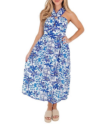 J.Marie Hayden V-Neck Sleeveless Ric Rac Trim Midi A-Line Dress