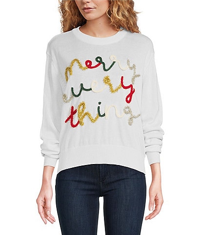 J.Marie Merry Everything Ribbed Crew Neck Long Sleeve Pullover Sweater