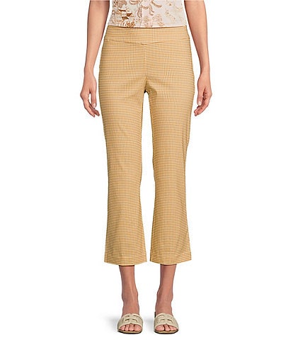 J.McLaughlin Amelia Cloth Knit Gingham Print Pull-On Cropped Pants