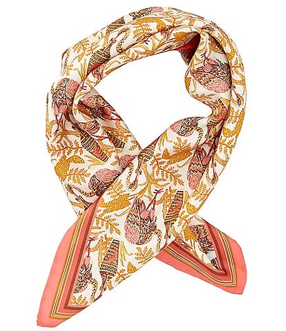 J.McLaughlin Amoura Flamingo Print Silk Scarf Wrap