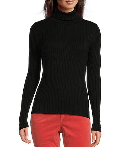 J.McLaughlin Arlette Solid Ribbed Knit Long Sleeve Turtleneck Sweater